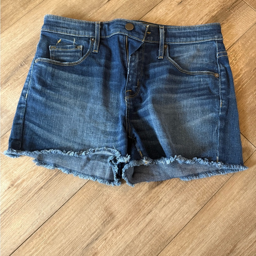 Denim Blue Frayed Hem Women's Shorts